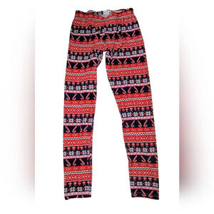 100% Poof Christmas Candy Cane Festive Holiday Super Soft Stretchy Leggings, M/L